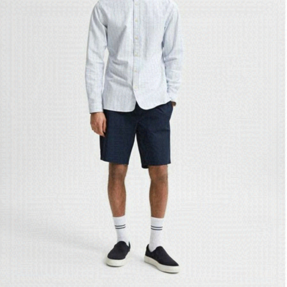 SELECTED Homme Brady Organic Cotton/Nylon Flex Shorts - Navy Large - Picture 1 of 8